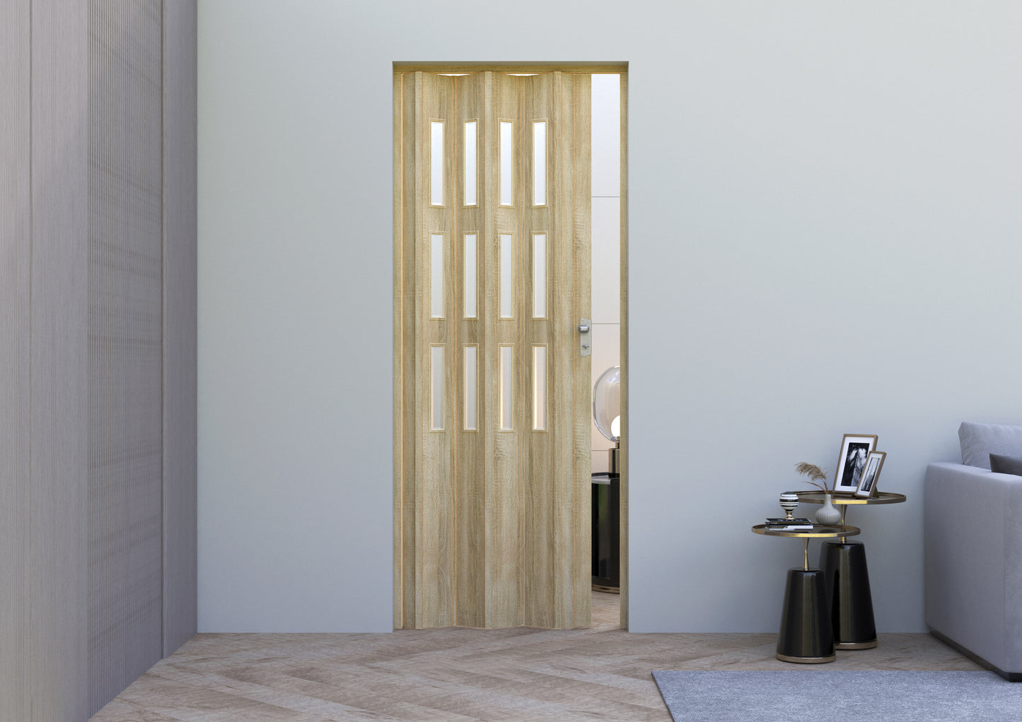 Fortesrl vouwdeur Luciana glas lichte cognac eiken 88x214 cm