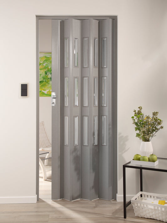 Fortesrl vouwdeur Luciana glas textiel grijs 88x214 cm