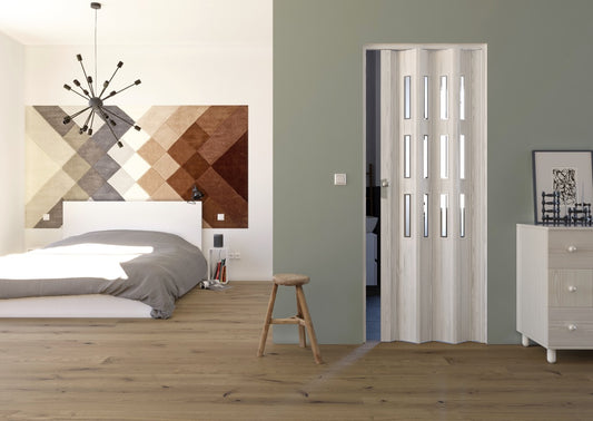 Fortesrl vouwdeur Luciana glas wit essen 88x214 cm
